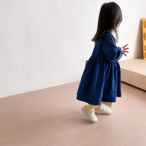 Girls Denim Dress Spring and Autumn Long Sleeve Princess Dress